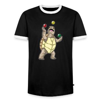 Jongleur de tortues jonglant - T-shirt contrasté Homme - noir/blanc - Devant - AI Model Female 172 light (172cm) & AI Model Male 178 light (178cm)