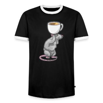 Tasse à café souris - T-shirt contrasté Homme - noir/blanc - Devant - AI Model Female 172 light (172cm) & AI Model Male 178 light (178cm)