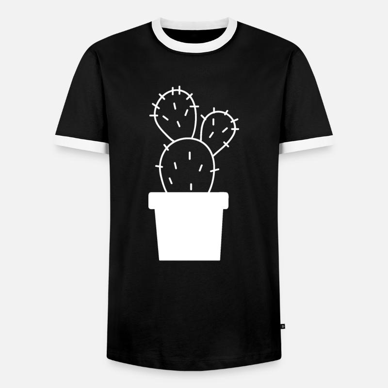 Kaktus - Männer Kontrast-T-Shirt - Schwarz/Weiß