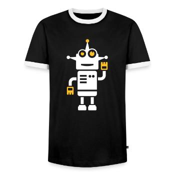 Roboter Geschenk - Männer Kontrast-T-Shirt - Schwarz/Weiß - Vorne - AI Model Female 172 light (172cm) & AI Model Male 178 light (178cm)