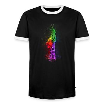 Multicolour Giraffe - Men's Ringer Shirt - black/white - Front - AI Model Female 172 light (172cm) & AI Model Male 178 light (178cm)