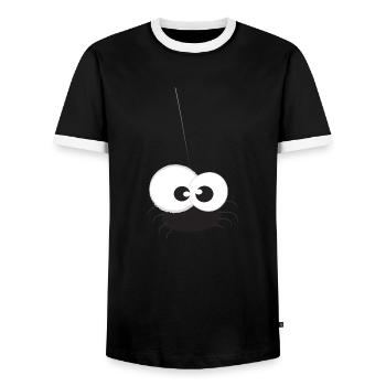 Wietse de spin - Men's Ringer Shirt - black/white - Front - AI Model Female 172 light (172cm) & AI Model Male 178 light (178cm)