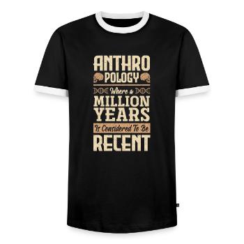 Anthropology Anthropologist A Million Years - Men's Ringer Shirt - black/white - Front - AI Model Female 172 light (172cm) & AI Model Male 178 light (178cm)