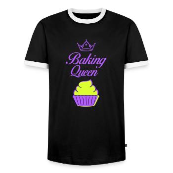 baking queen - Männer Kontrast-T-Shirt - Schwarz/Weiß - Vorne - AI Model Female 172 light (172cm) & AI Model Male 178 light (178cm)