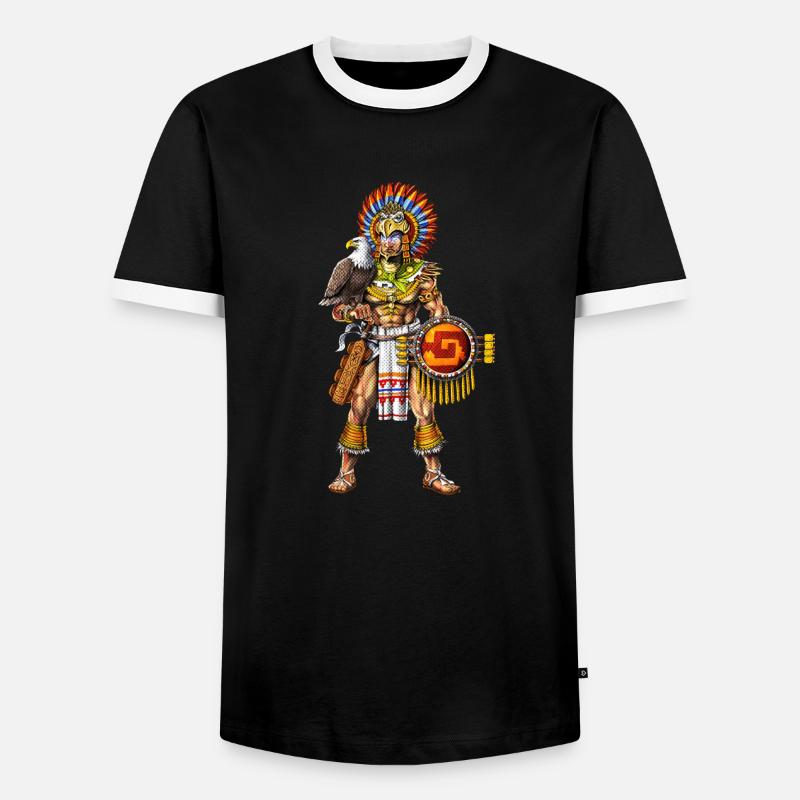 Aztec Eagle Warrior - Men's Ringer Shirt - black/white