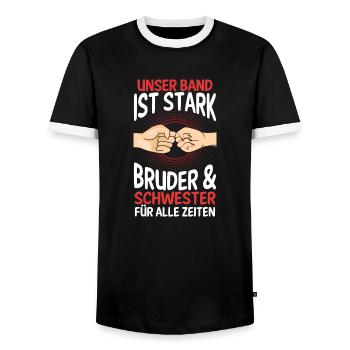 Geschwister Bruder und Schwester - Männer Kontrast-T-Shirt - Schwarz/Weiß - Vorne - AI Model Female 172 light (172cm) & AI Model Male 178 light (178cm)