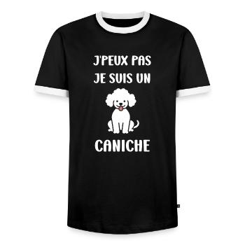 Humour chien petit caniche - T-shirt contrasté Homme - noir/blanc - Devant - AI Model Female 172 light (172cm) & AI Model Male 178 light (178cm)