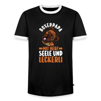 chien chien papa boxeur allemand papa boxeur allemand - T-shirt contrasté Homme - noir/blanc - Devant - AI Model Female 172 light (172cm) & AI Model Male 178 light (178cm)