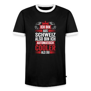 Suisse suisse - T-shirt contrasté Homme - noir/blanc - Devant - AI Model Female 172 light (172cm) & AI Model Male 178 light (178cm)