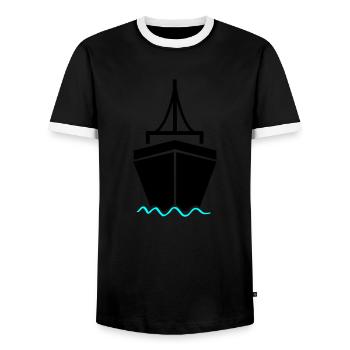 Navire 2 - T-shirt contrasté Homme - noir/blanc - Devant - AI Model Female 172 light (172cm) & AI Model Male 178 light (178cm)