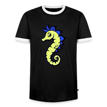 seepferd seepferdchen comic - Männer Kontrast-T-Shirt - Schwarz/Weiß - Vorne - AI Model Female 172 light (172cm) & AI Model Male 178 light (178cm)