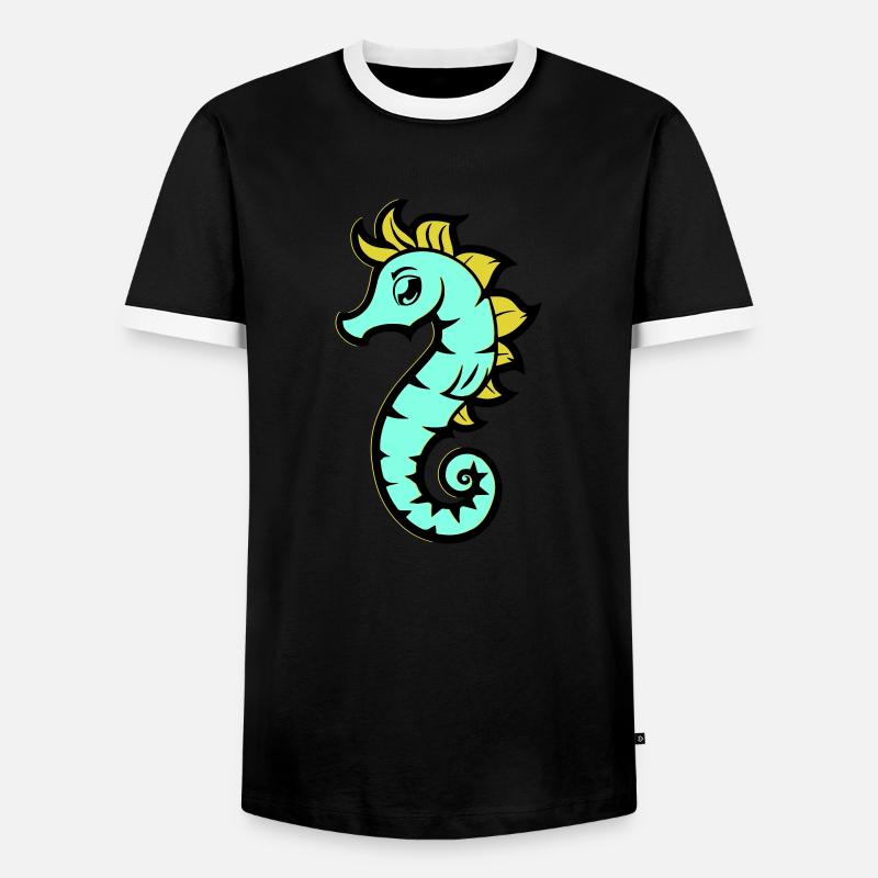 seepferd seepferdchen comic - Männer Kontrast-T-Shirt - Schwarz/Weiß