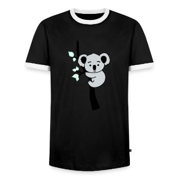 Koala Ours Bande Dessinée Arbre - T-shirt contrasté Homme - noir/blanc - Devant - AI Model Female 172 light (172cm) & AI Model Male 178 light (178cm)