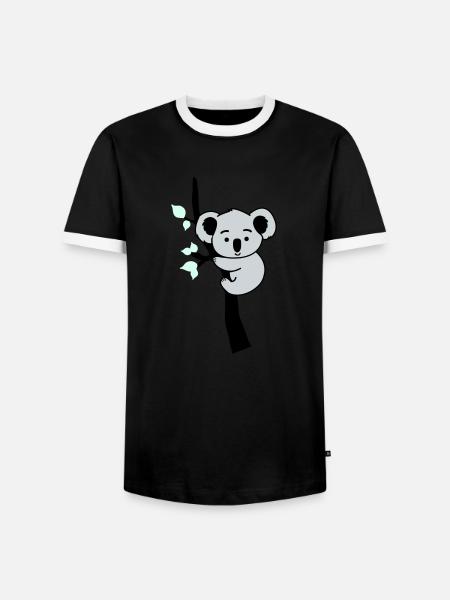 Koala Bear Comic Tree - Men's Ringer Shirt - black/white