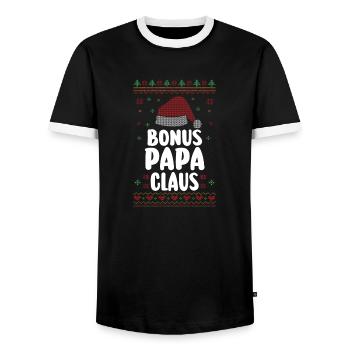 Noël Père Noël Bonus Papa Noël - T-shirt contrasté Homme - noir/blanc - Devant - AI Model Female 172 light (172cm) & AI Model Male 178 light (178cm)