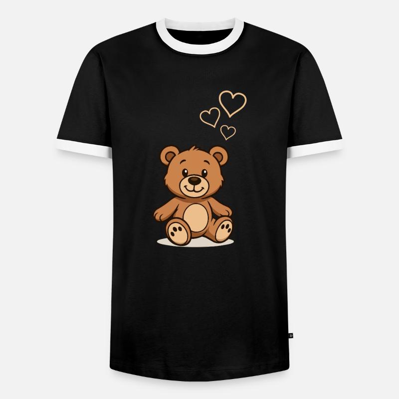 Teddybaer Comic Love - Men's Ringer Shirt - black/white