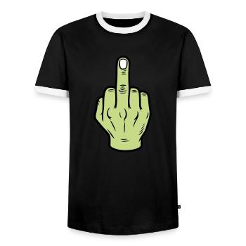 Middle Finger Hand Icon - Men's Ringer Shirt - black/white - Front - AI Model Female 172 light (172cm) & AI Model Male 178 light (178cm)