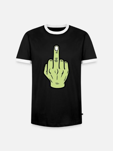 Middle Finger Hand Icon - Men's Ringer Shirt - black/white