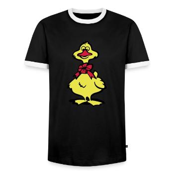 ente - Männer Kontrast-T-Shirt - Schwarz/Weiß - Vorne - AI Model Female 172 light (172cm) & AI Model Male 178 light (178cm)
