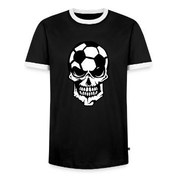 Football soccer skull sport logo 2 - Men's Ringer Shirt - black/white - Front - AI Model Female 172 light (172cm) & AI Model Male 178 light (178cm)