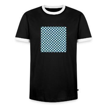 Polka dot blauer Hintergrund Punktemuster blauweiß - Männer Kontrast-T-Shirt - Schwarz/Weiß - Vorne - AI Model Female 172 light (172cm) & AI Model Male 178 light (178cm)