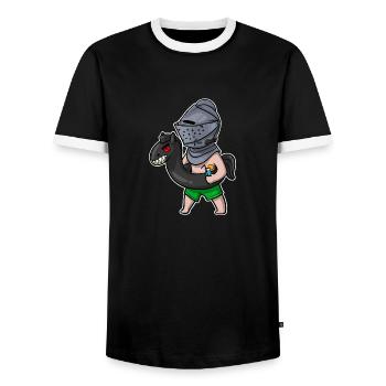 HEMA Sommer - Männer Kontrast-T-Shirt - Schwarz/Weiß - Vorne - AI Model Female 172 light (172cm) & AI Model Male 178 light (178cm)
