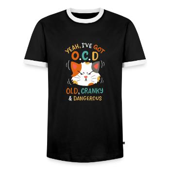 Yeah I’ve Got OCD - Männer Kontrast-T-Shirt - Schwarz/Weiß - Vorne - AI Model Female 172 light (172cm) & AI Model Male 178 light (178cm)