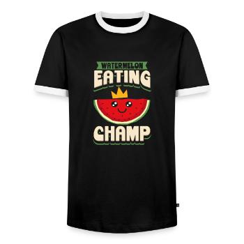 Watermelon Eating Champ - Männer Kontrast-T-Shirt - Schwarz/Weiß - Vorne - AI Model Female 172 light (172cm) & AI Model Male 178 light (178cm)