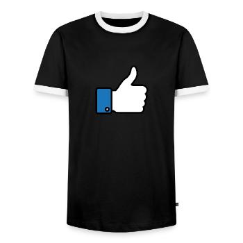 Like a like! - Men's Ringer Shirt - black/white - Front - AI Model Female 172 light (172cm) & AI Model Male 178 light (178cm)