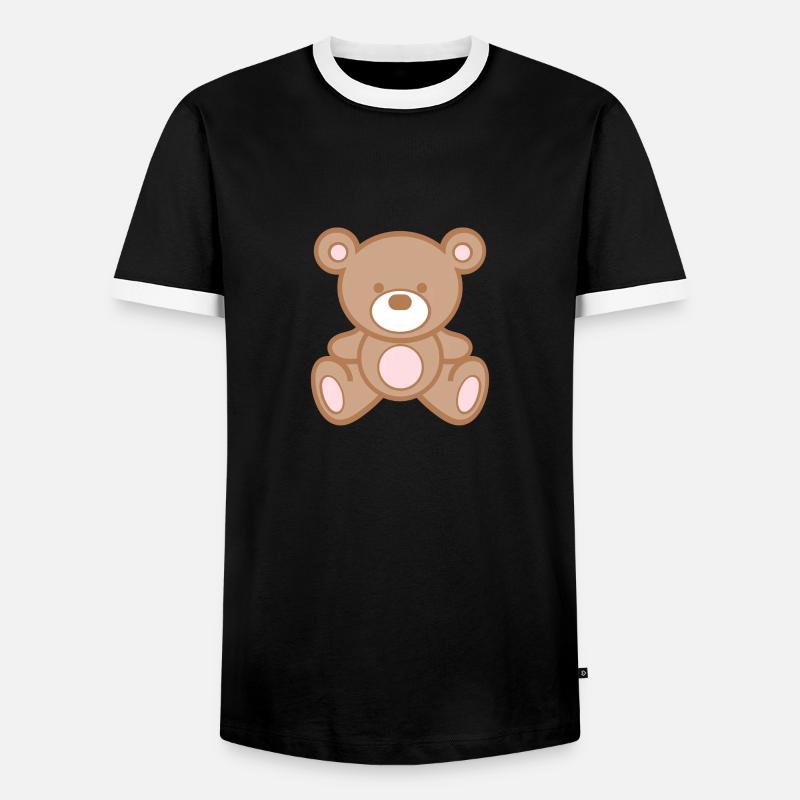 Teddy Bär - Comic Teddybär - Männer Kontrast-T-Shirt - Schwarz/Weiß