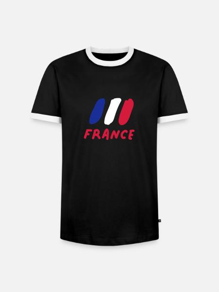 France - Männer Kontrast-T-Shirt - Schwarz/Weiß