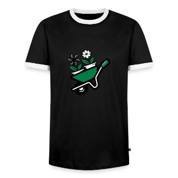 Garten blumen schubkarre - Männer Kontrast-T-Shirt - Schwarz/Weiß - Vorne - AI Model Female 172 light (172cm) & AI Model Male 178 light (178cm)