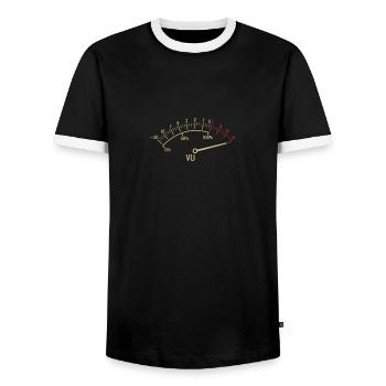 Retro VU Meter Hi-Fi Vintage Stereo Music Lover - Männer Kontrast-T-Shirt - Schwarz/Weiß - Vorne - AI Model Female 172 light (172cm) & AI Model Male 178 light (178cm)