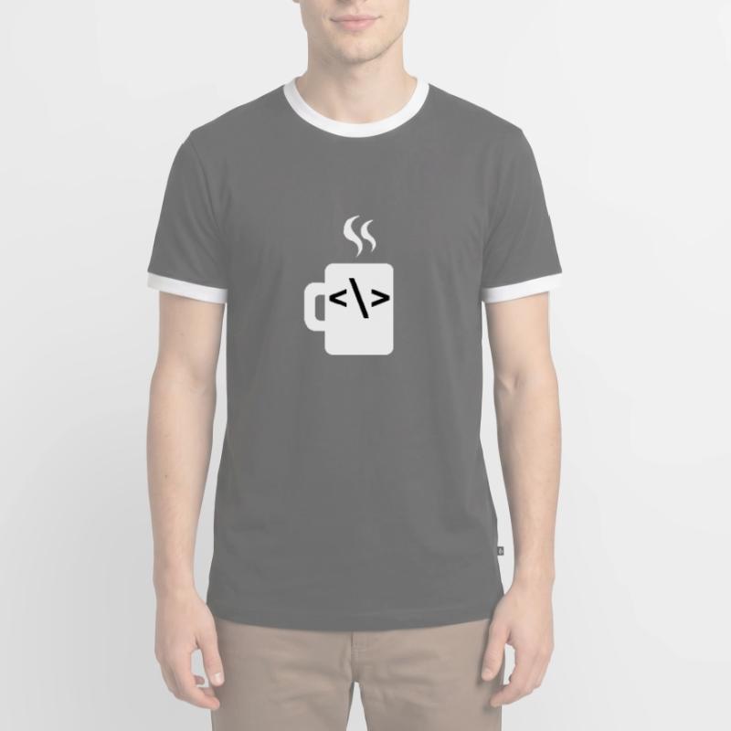 JavaScript Code Developer Developer Coffee Java T-shirt contrasté Homme