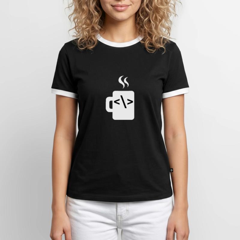 JavaScript Code Developer Developer Coffee Java T-shirt contrasté Homme