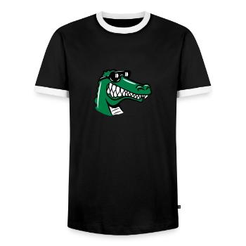 Crocodile fun funny - Men's Ringer Shirt - black/white - Front - AI Model Female 172 light (172cm) & AI Model Male 178 light (178cm)
