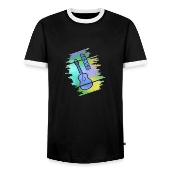 Gitarre Jesse - Männer Kontrast-T-Shirt - Schwarz/Weiß - Vorne - AI Model Female 172 light (172cm) & AI Model Male 178 light (178cm)