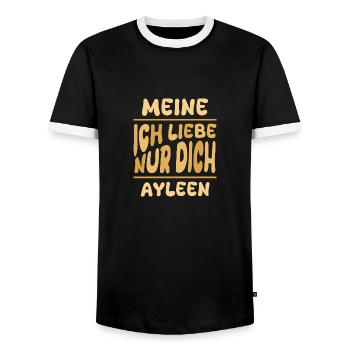 Ayleen - Männer Kontrast-T-Shirt - Schwarz/Weiß - Vorne - AI Model Female 172 light (172cm) & AI Model Male 178 light (178cm)