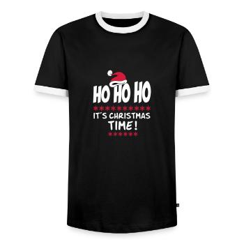 Christmas Time Ho Ho Mütze Weihnachten Sprüche - Männer Kontrast-T-Shirt - Schwarz/Weiß - Vorne - AI Model Female 172 light (172cm) & AI Model Male 178 light (178cm)