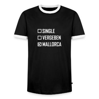 Singel Vergeben Mallorca Spruch - Männer Kontrast-T-Shirt - Schwarz/Weiß - Vorne - AI Model Female 172 light (172cm) & AI Model Male 178 light (178cm)