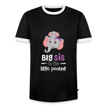 Cute elephant big sister with saying - Men's Ringer Shirt - black/white - Front - AI Model Female 172 light (172cm) & AI Model Male 178 light (178cm)