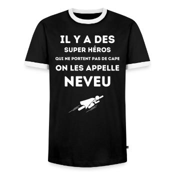 Neveu super héros - T-shirt contrasté Homme - noir/blanc - Devant - AI Model Female 172 light (172cm) & AI Model Male 178 light (178cm)