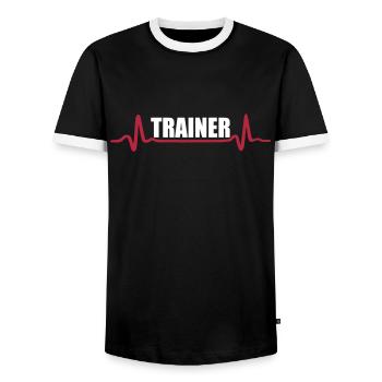 Fitness - Trainer - Männer Kontrast-T-Shirt - Schwarz/Weiß - Vorne - AI Model Female 172 light (172cm) & AI Model Male 178 light (178cm)