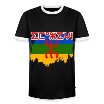 Imazighen - T-shirt contrasté Homme - noir/blanc - Devant - AI Model Female 172 light (172cm) & AI Model Male 178 light (178cm)