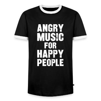 Musique en colère pour les gens heureux - T-shirt contrasté Homme - noir/blanc - Devant - AI Model Female 172 light (172cm) & AI Model Male 178 light (178cm)