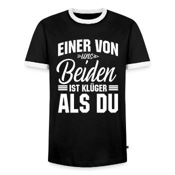 Ein Von Uns Beiden Ist Klüger Als Du - Männer Kontrast-T-Shirt - Schwarz/Weiß - Vorne - AI Model Female 172 light (172cm) & AI Model Male 178 light (178cm)