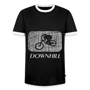 Downhill biken - Männer Kontrast-T-Shirt - Schwarz/Weiß - Vorne - AI Model Female 172 light (172cm) & AI Model Male 178 light (178cm)