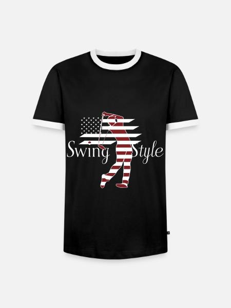 Swing Style Golf Golfing USA - Men's Ringer Shirt - black/white