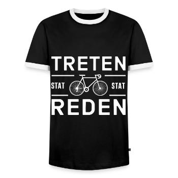 Radfahrer Radfahren Radrennen für einen - Männer Kontrast-T-Shirt - Schwarz/Weiß - Vorne - AI Model Female 172 light (172cm) & AI Model Male 178 light (178cm)