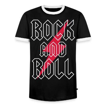 Rock And Roll - T-shirt contrasté Homme - noir/blanc - Devant - AI Model Female 172 light (172cm) & AI Model Male 178 light (178cm)